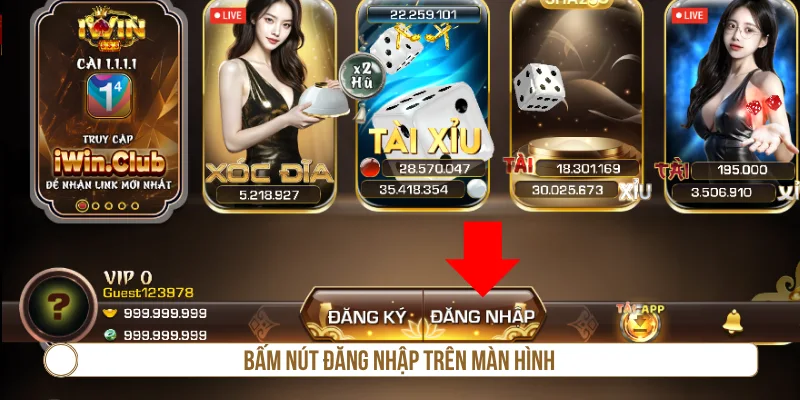 Đăng Nhập IWIN – Hướng Dẫn Truy Cập Tài Khoản Đúng Cách Chọn nút đăng nhập trên giao diện IWIN